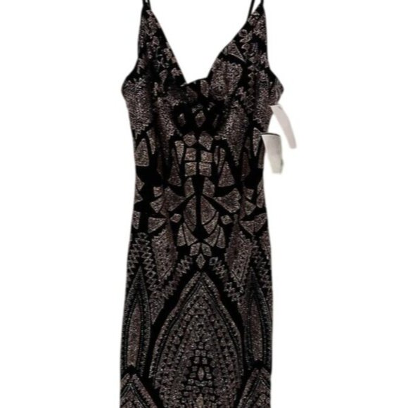 JUMP Apparel for Macy's Black & Gold Glitter Bodycon Sheath Dress Juniors sz 1/2 - Picture 2 of 9